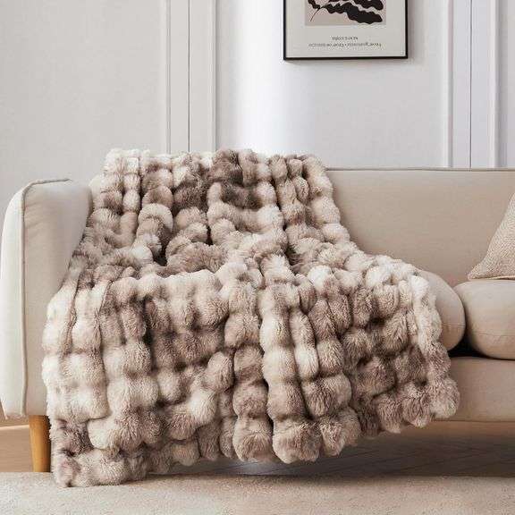 COOVA Faux Fur Throw Blanket for Couch, Cozy Soft and Fuzzy image