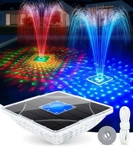 Solar Pool Fountain with Light Show, 2025 Upgraded Large Sol image