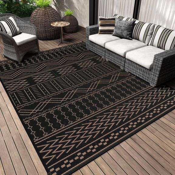 Outdoor Rug Carpet Waterproof 8x10 ft Patio Rug Mat Indoor O image