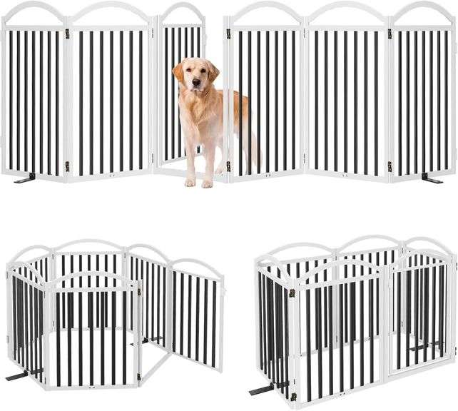 $140 Malier Metal Freestanding Dog Gate with Door, 32' Heigh image