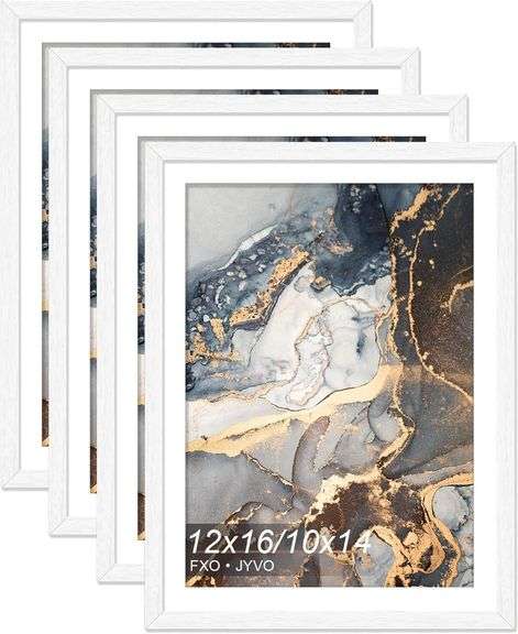 Engineered Wood White 12 x 16 Frame Set of 4, Display Pictur image