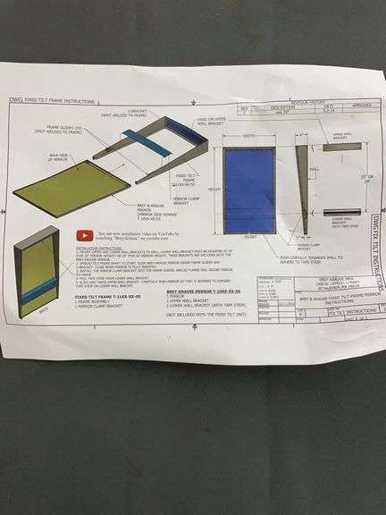 Brey-Krause fixed tilt frame mirror. New in box image