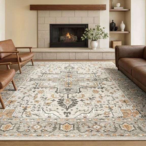 Rugflix 8x10 Area Rugs for Living Room, Washable Rug, Soft L image