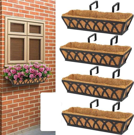 4 Pack 36IN Window Box Railing with Adjustable Brackets, Han image