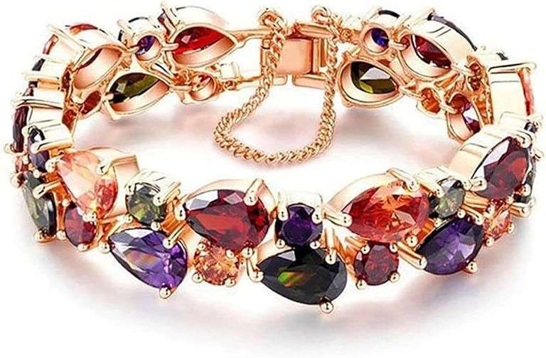 Hermosa 14K Rose Gold Plated Bracelets, Multicolor Cubic Zir image