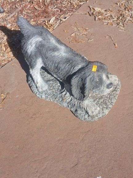 Playing dog stone yard decoration image