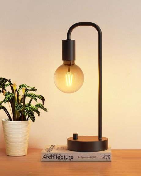 ONEWISH Industrial Table Lamp for Bedroom, Fully Dimmable Mo image