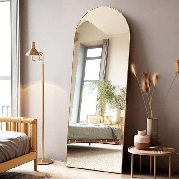 Arched Floor Mirror, 58"18" Full Length Mirror with Stand, F image