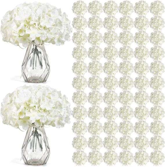 Auihiay 104 PCS Artificial Hydrangea Flowers, Silk Hydrangea image