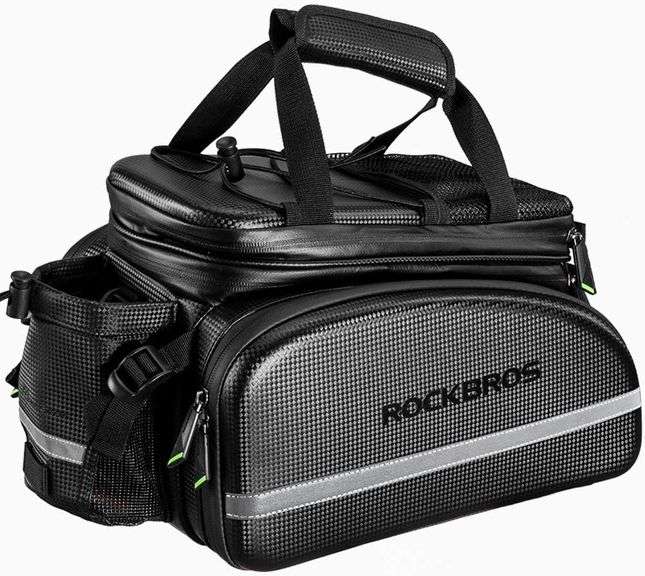 ROCKBROS Bike Rack Bag Trunk Waterproof Carbon Leather Bicyc image