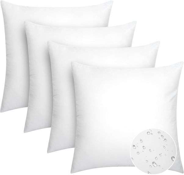 Pack of 4 18x18 Outdoor Pillow Inserts, Water Resistant Thro image