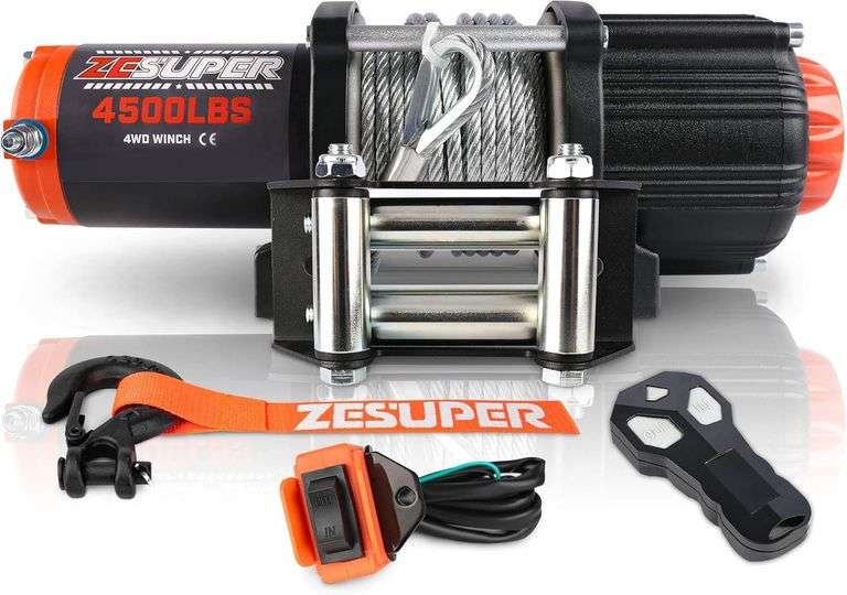 $140 ZESUPER 4500 lb Electric Winch 12V ATV UTV Winch with W image