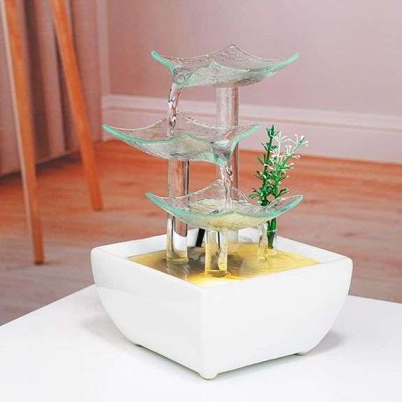 Ceramic and Glass Tabletop Fountain for Indoor and Home Deco image