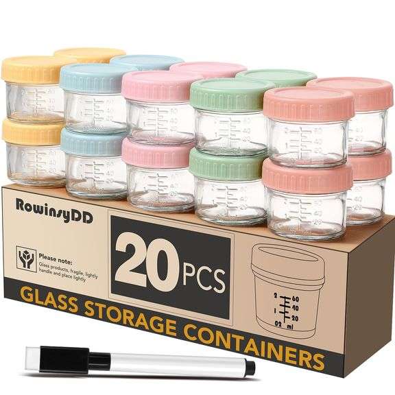 20 Pack Glass Baby Food Storage Containers, 4 oz Leakproof B image