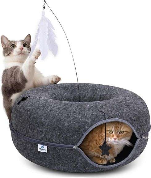 ZAZOO Large Cat Tunnel for Indoor Cats   2-in-1 Donut Cat Ca image