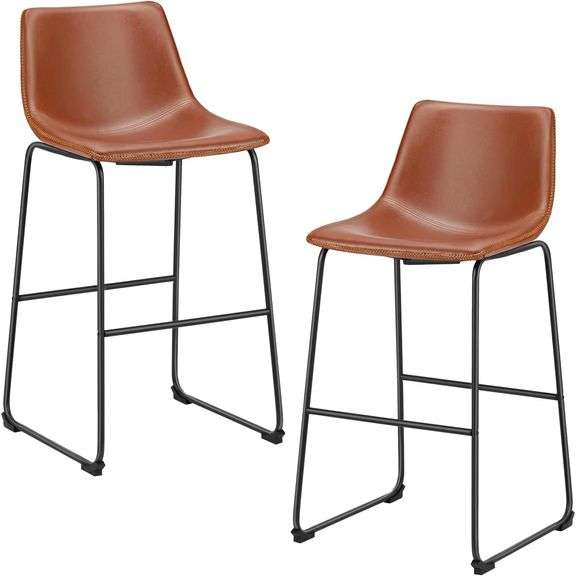 DUMOS 26 Inch Counter Height Bar Stools Set of 2, Modern Fau image
