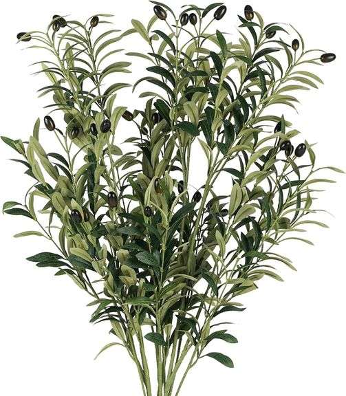 Olive Stems 3 Pcs 39 inch Artificial Olive Green Leaves Pick image
