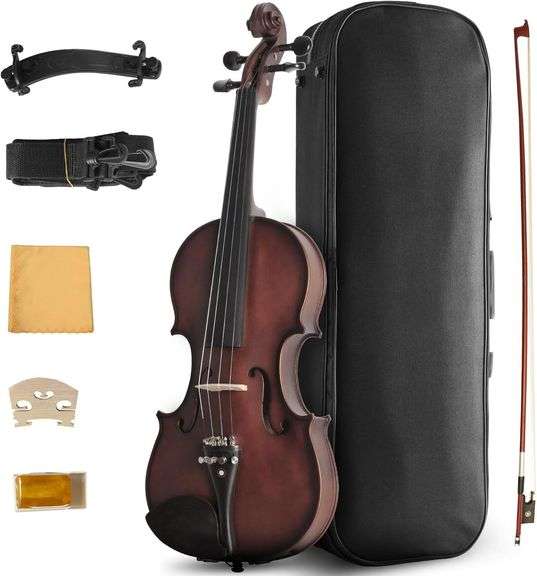 Acoustic Violin 4/4 Full Size, Solid Wood Fiddle for Beginne image