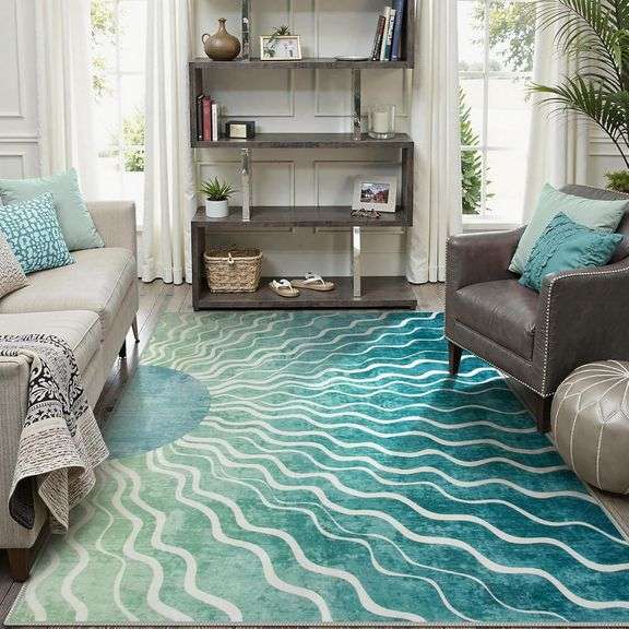 Wonnitar Boho Sun Washable Area Rugs 5x7, Green Rugs for Liv image