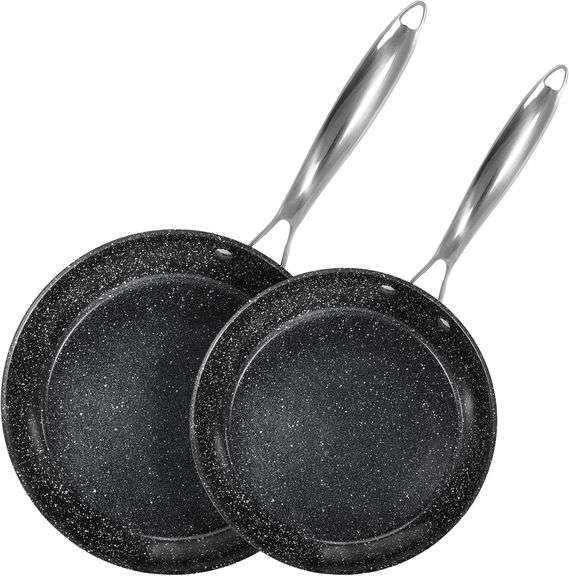 DishDelight 2 Piece Hard Anodized Non Stick Fry Pan Set, 9, image