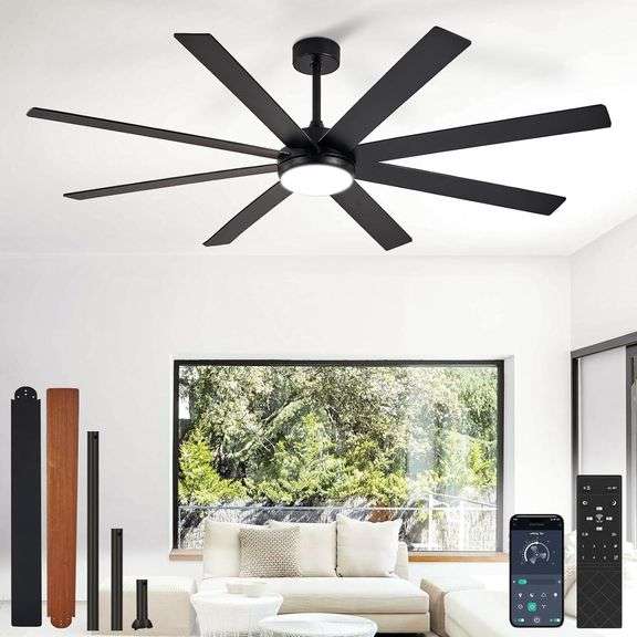 $130 Depuley 66" Ceiling Fans with Lights: Black Indoor/Outd image