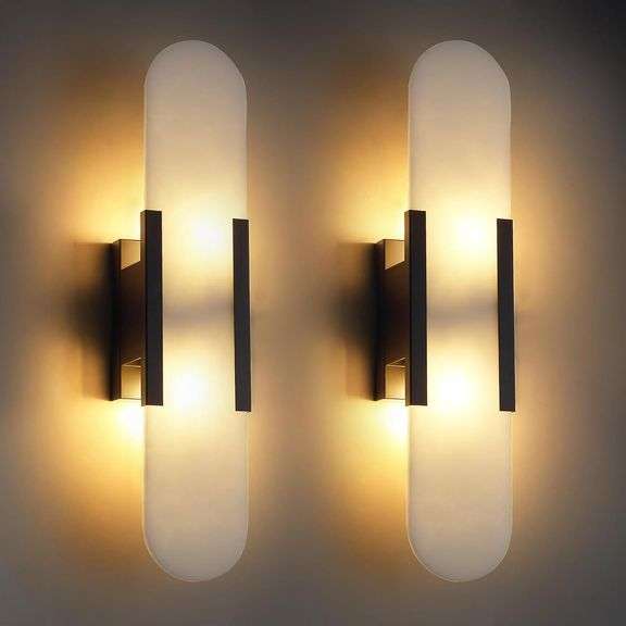 $168 Alabaster Wall Sconces, 19.7in Set of Two Wall Sconce, image