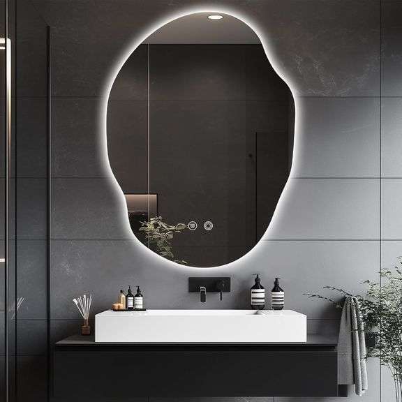 $120 Irregular LED Bathroom Mirror with Lights,Asymmetrical image
