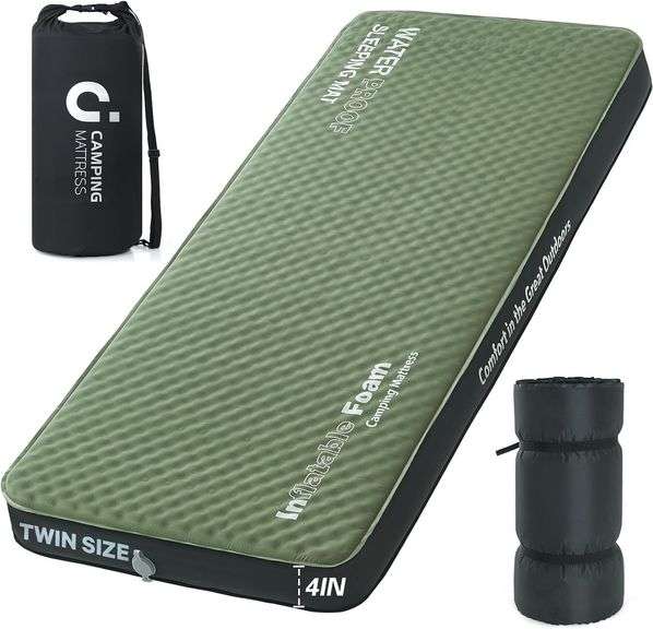 Self Inflating Sleeping Pad,Twin 4in Ultra-Thick Foam Campin image