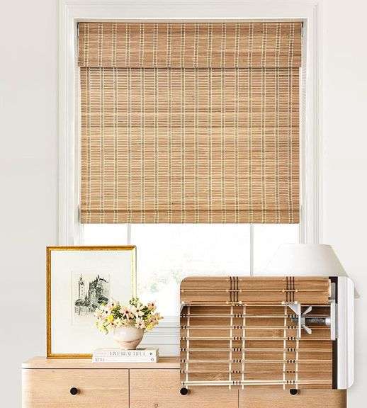 LazBlinds No Tools No Drill Cordless Bamboo Roman Shades, Li image