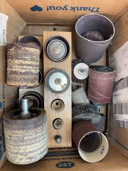 Miscellaneous sanding wheels and sand paper image