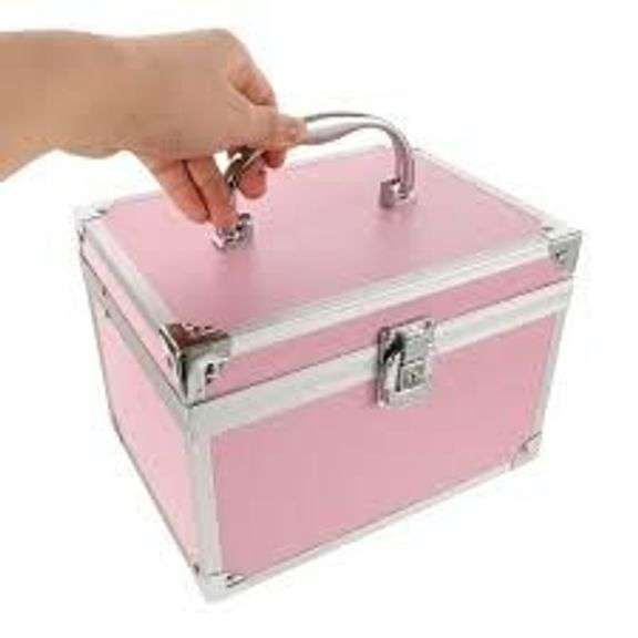 KALLORY Pink Aluminum Portable Tool Box for Storage Organize image