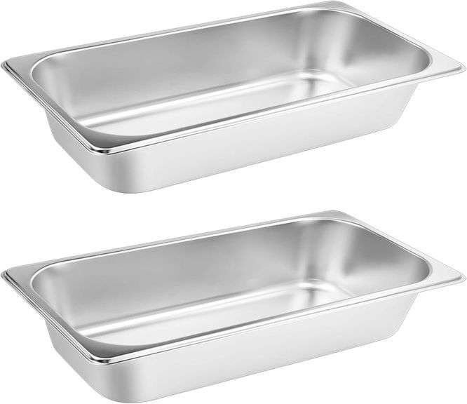VOISEN 2 Pack Hotel Pans,1/1 Size 4" Deep,Anti-Jamming Steam image