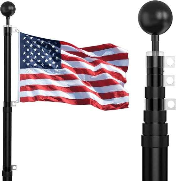 20FT Telescoping Flag Pole Kit, Extra Thick Heavy Duty 14 Ga image