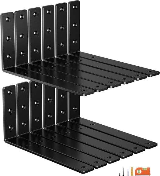 12-Pack 12 Inch Heavy Duty Shelf Brackets, Premium Floating image