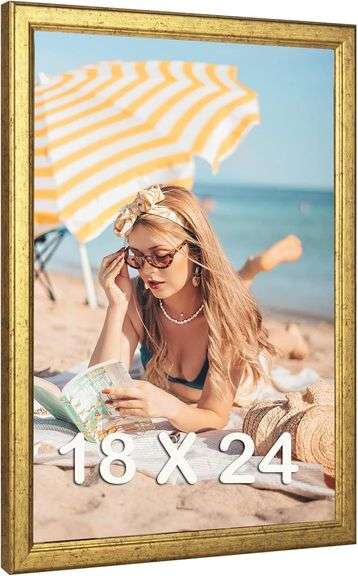 Wood 18x24 Frame Gold, Ornate Natural 24x18in Poster Picture image