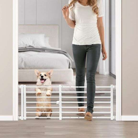 Malier Indoor Dog Gate with Door, 26-41" Extra Wide Full Met image