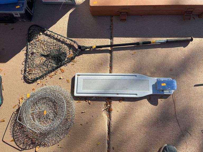 Fishing filet board , fishing net , fish basket image