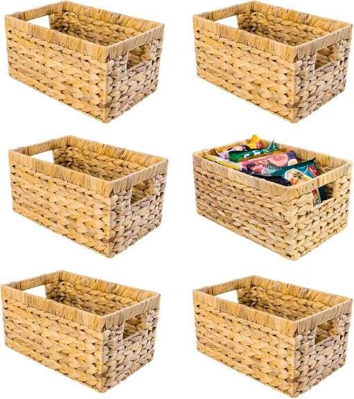 $130 Set of 6 Wicker Storage Basket, Water Hyacinth Storage image