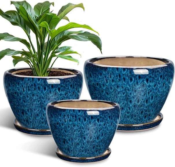 Ceramic Plant Pots Indoor, 10 Inch 8 Inch 6 Inch Round Plant image