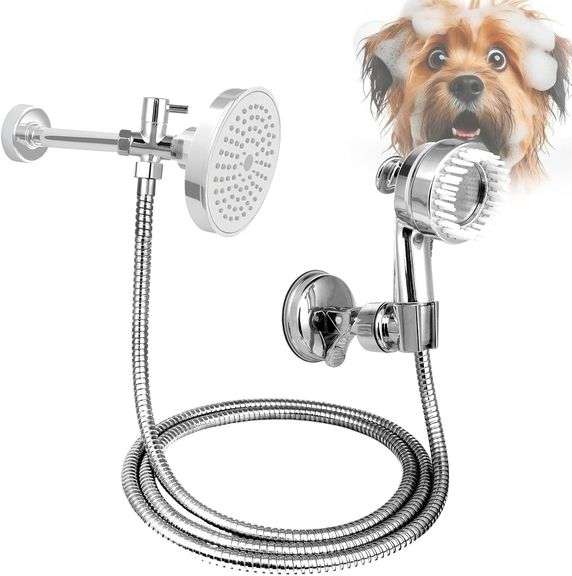 Pet Shower Attachment with 8.2ft Hose & Silicone Brush Three image
