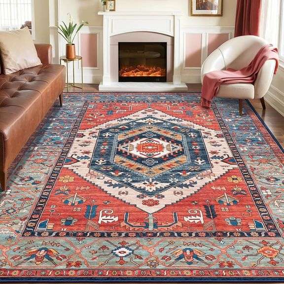 SERISSA Washable Rugs 8x10 Area Rugs, Large Non-Slip Boho Li image