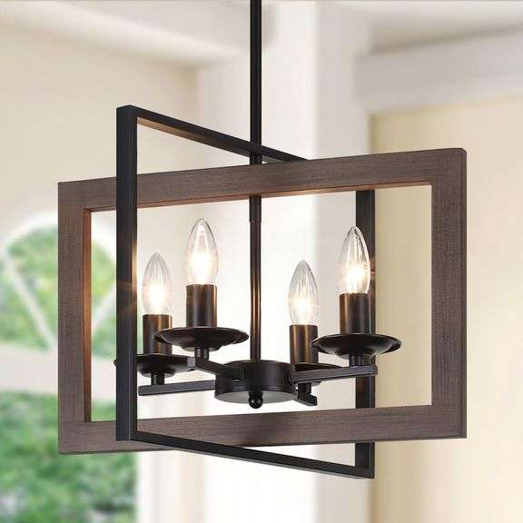 YUEMZS 4 Light Farmhouse Wood Chandelier image