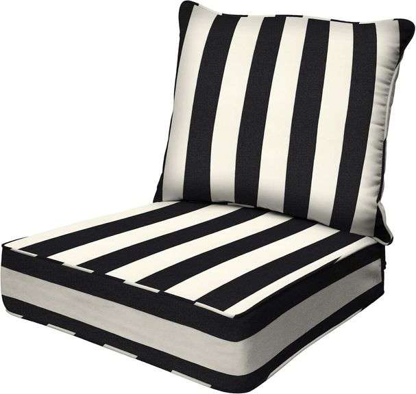 $113 Honeycomb Outdoor Deep Seat, 24 x 23, Cabana Stripe Bla image