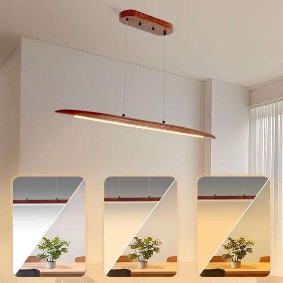 $127 40In Wood Linear Pendant Light - Island Lights for Dini image