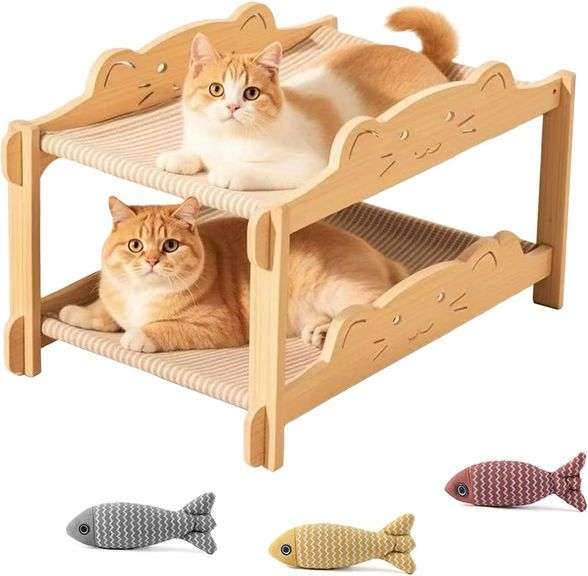 Cat Bunk Beds Double-Decker, 2-Tier Elevated Cat Hammock Bed image