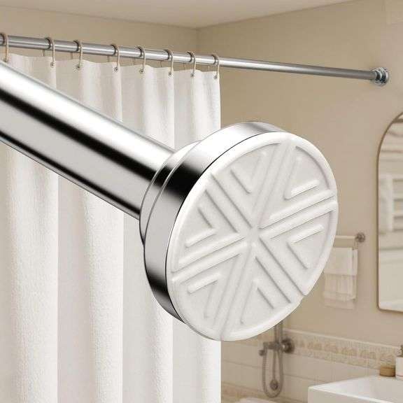 Silver Shower Curtain Rod, 26-80 Inches Tension Curtain Rod image