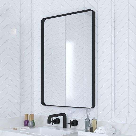 VocalStar Black Bathroom Mirror for Wall, 18 x 26 Inch Round image