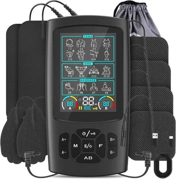 TENS & EMS Muscle Stimulator with 28 Modes, Dual Channel Mus image