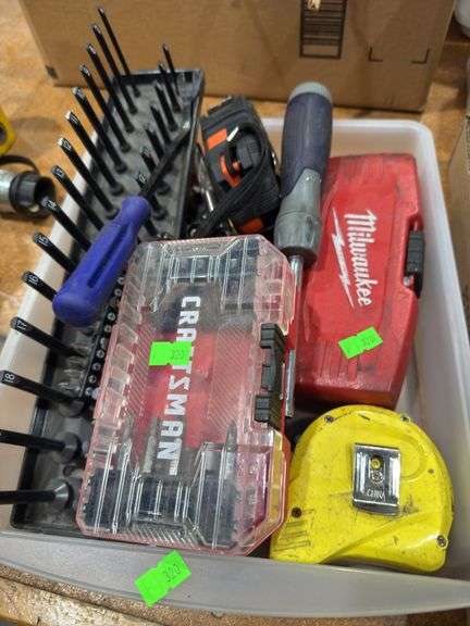 Tape measures, screwdrivers, tools. image