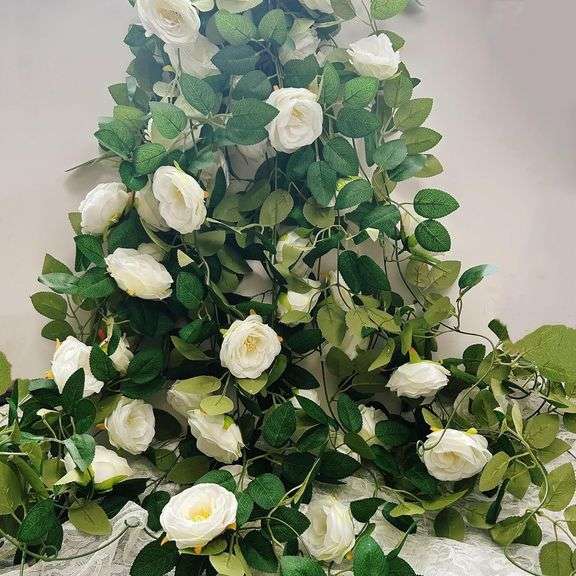 Flower Garland 4Pcs(26ft), White Rose Garlands Decoration, W image